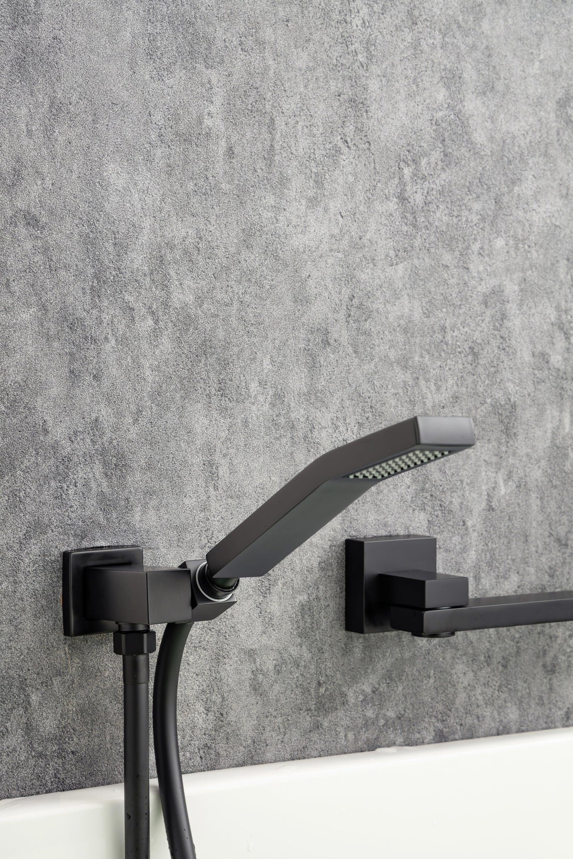 Waterfall Wall Mounted Bathtub Faucet with Hand Shower Swivel Tub Filler Faucet Solid Brass FredCo