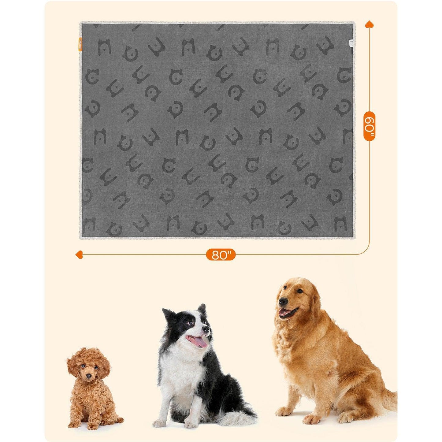 Waterproof Dog Blanket, 80 x 60 Inch Gray FredCo
