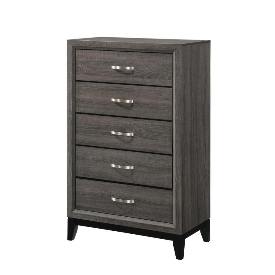 Watson 5-drawer Chest Grey Oak and Black 212425 Coaster FredCo