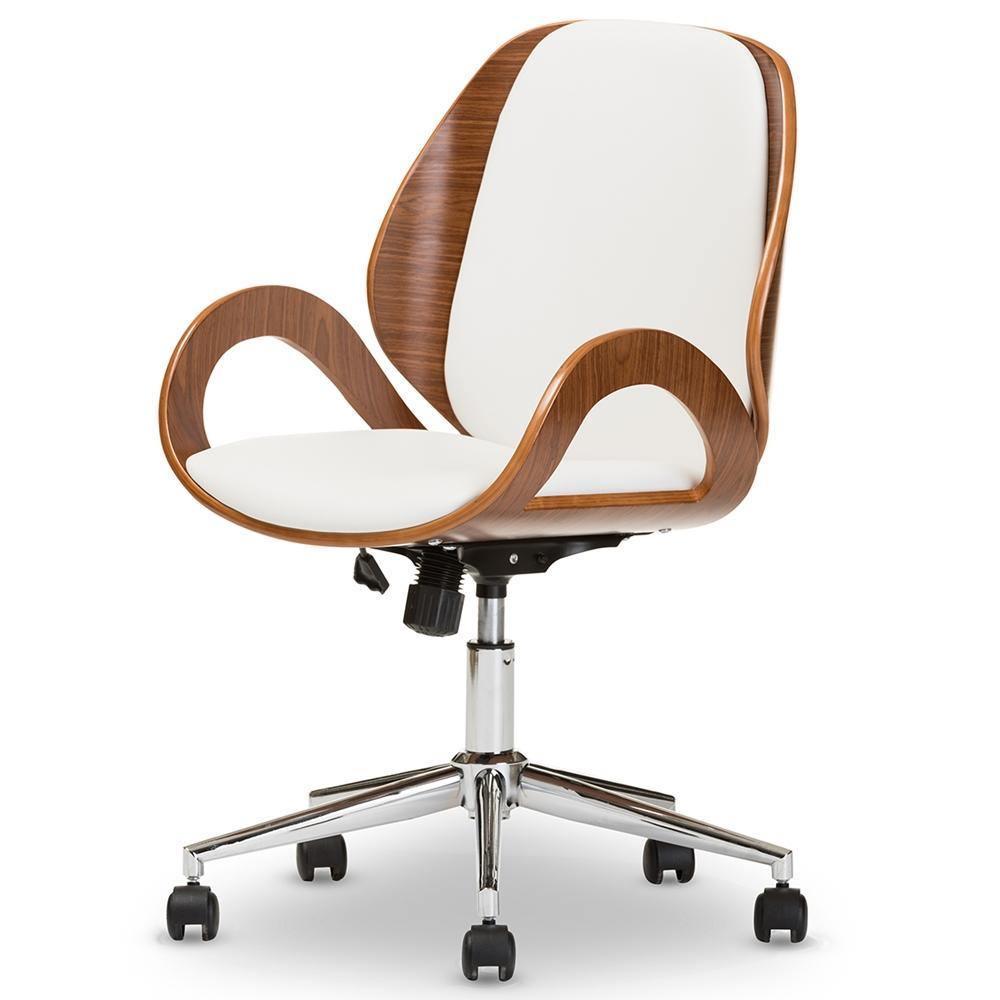 Watson Modern and Contemporary White and Walnut Office Chair FredCo