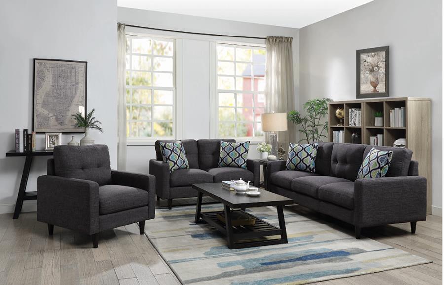 Watsonville 3-piece Cushion Back Living Room Set Grey 552001-S3 Coaster FredCo