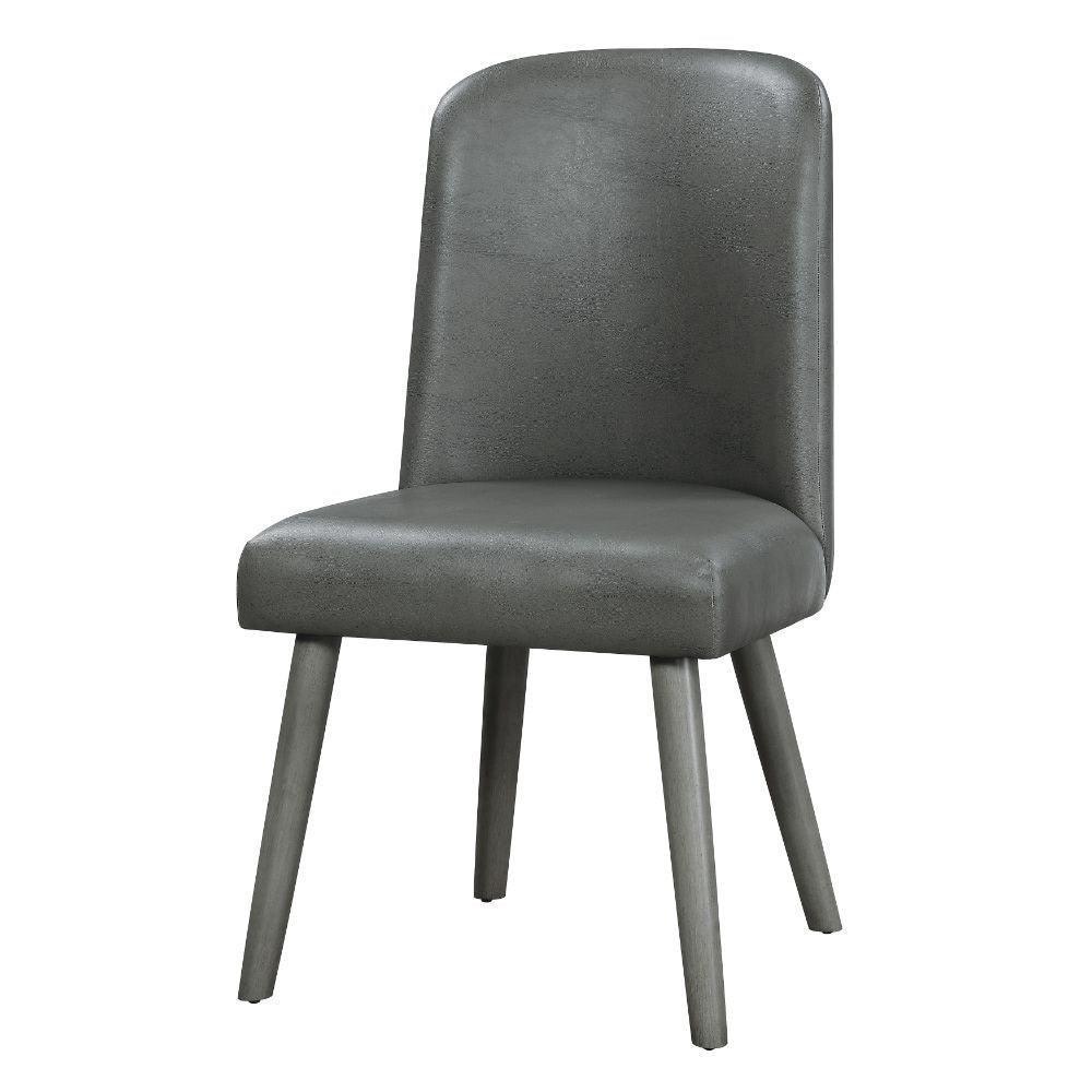 Waylon Side Chair (Set-2) Gray PU & Gray Oak FredCo