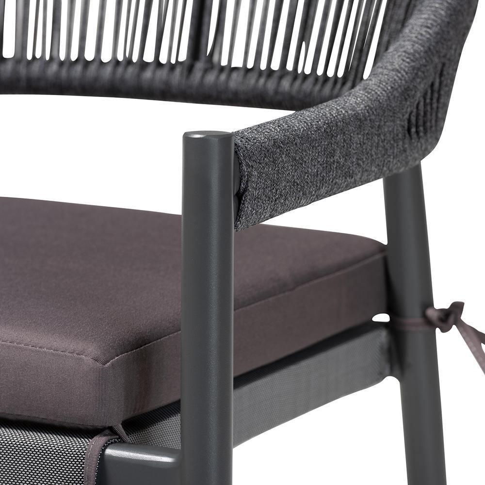 Wendell Modern and Contemporary Grey Finished Rope and Metal Outdoor Dining Chair FredCo