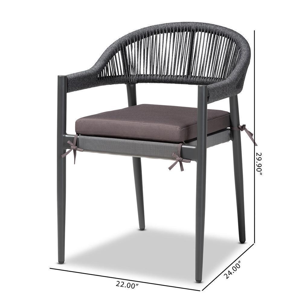 Wendell Modern and Contemporary Grey Finished Rope and Metal Outdoor Dining Chair FredCo