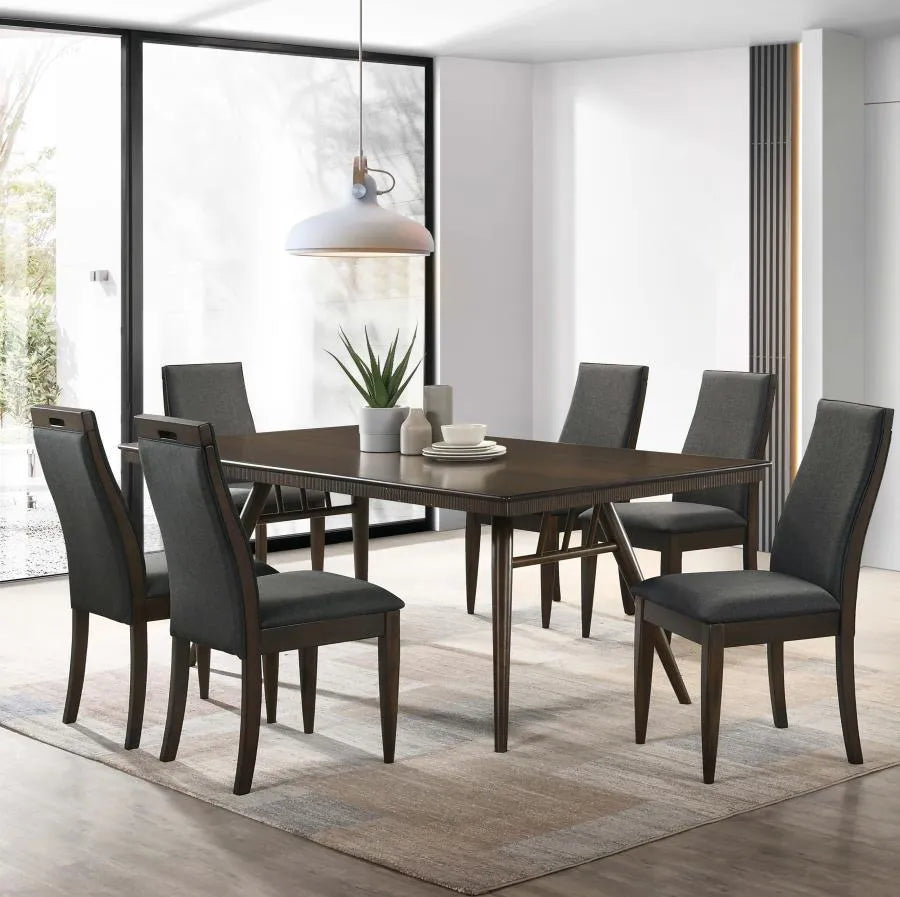 Wes 7-piece Rectangular Dining Set Grey and Dark Walnut 115271-S7 Coaster FredCo