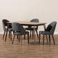 Wesley Mid-Century Modern Dark Grey Fabric Upholstered Walnut Finished Wood 5-Piece Dining Set FredCo
