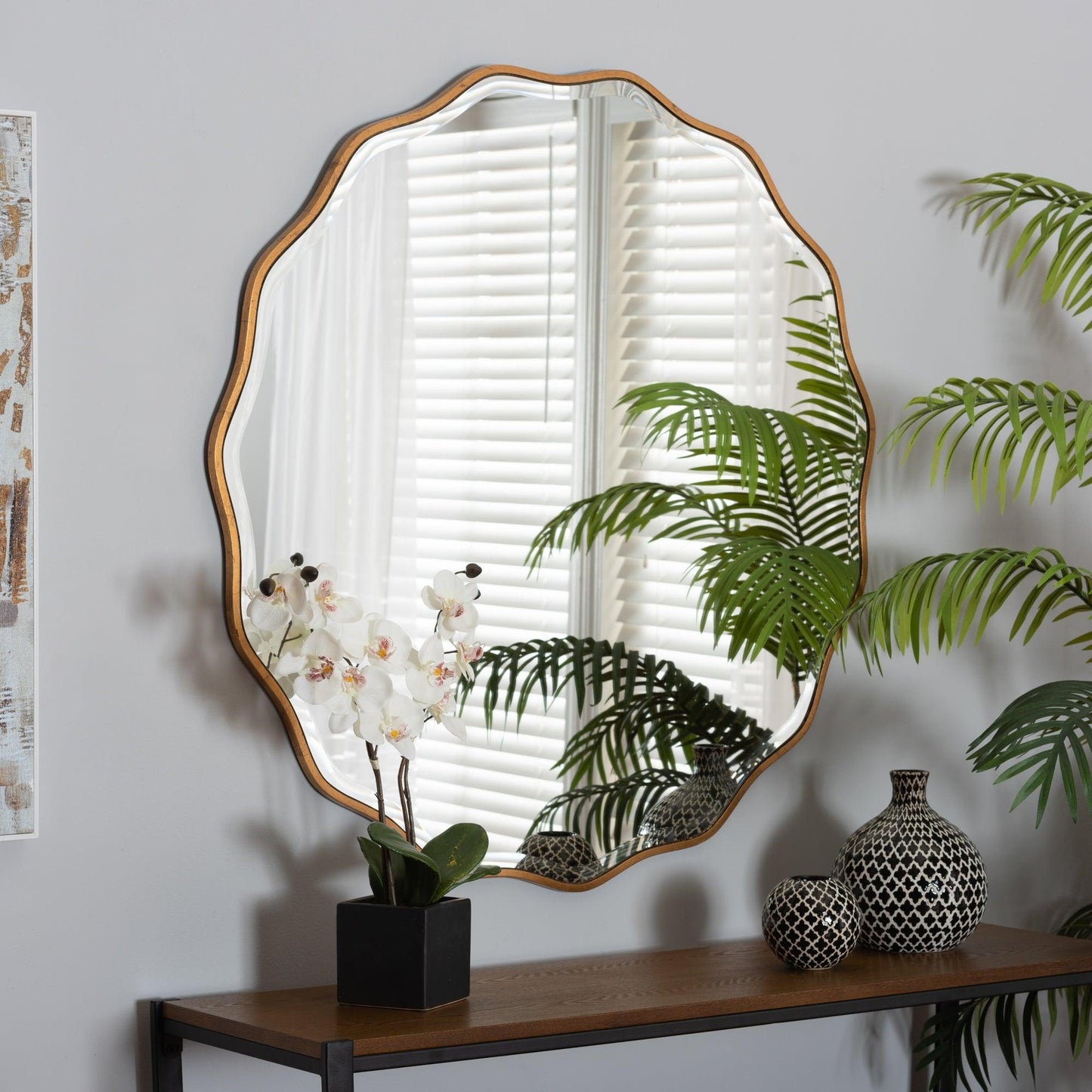 Weston Modern Glam and Luxe Antique Goldleaf Finished Wood Accent Wall Mirror FredCo