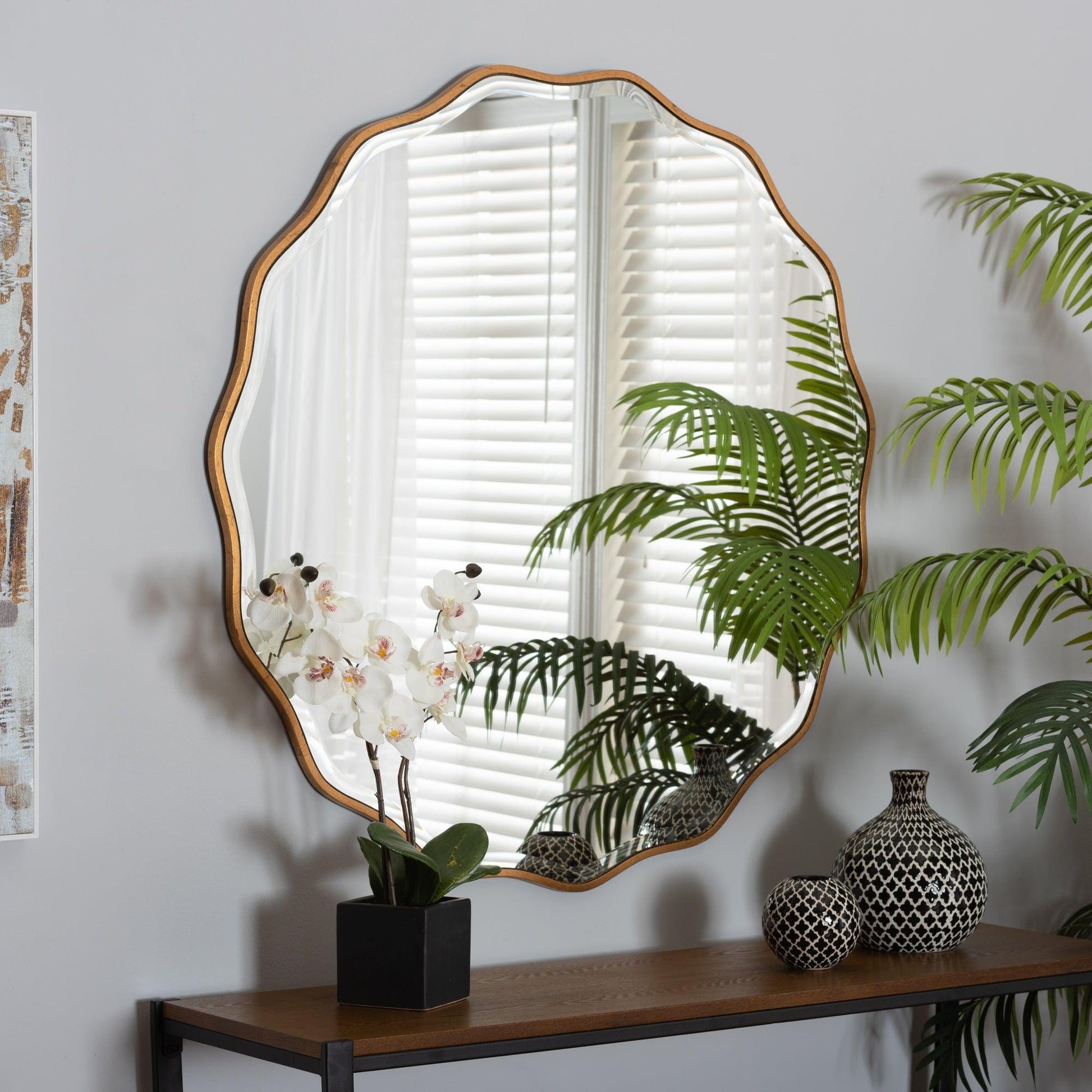 Weston Modern Glam and Luxe Antique Goldleaf Finished Wood Accent Wall Mirror FredCo