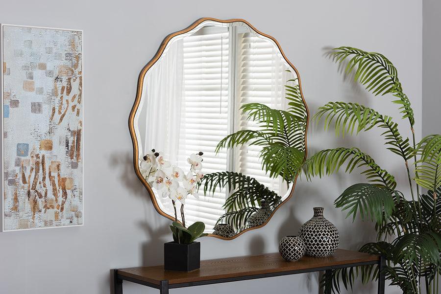 Weston Modern Glam and Luxe Antique Goldleaf Finished Wood Accent Wall Mirror FredCo