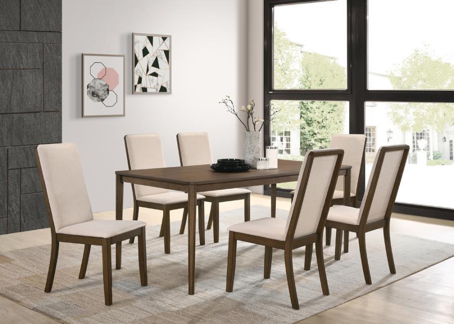 Wethersfield 7-piece Dining Set Medium Walnut and Latte 109841-S7 Coaster FredCo