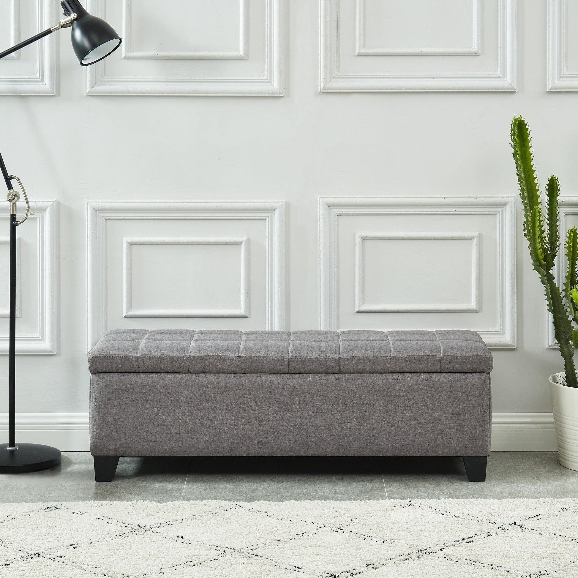 Whi Rectangular Storage Ottoman Grey 402-262Gry FredCo