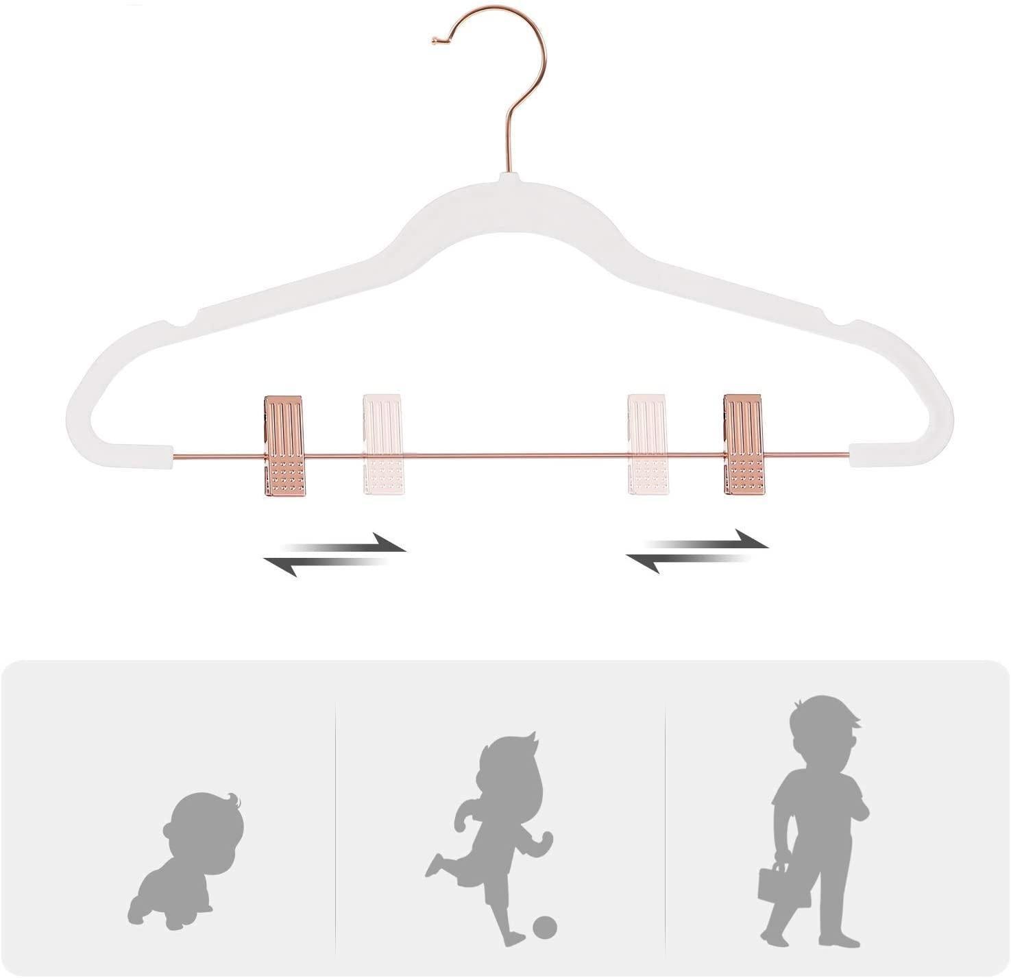 White 24-Pack Velvet Coat Hangers with Movable Clips FredCo