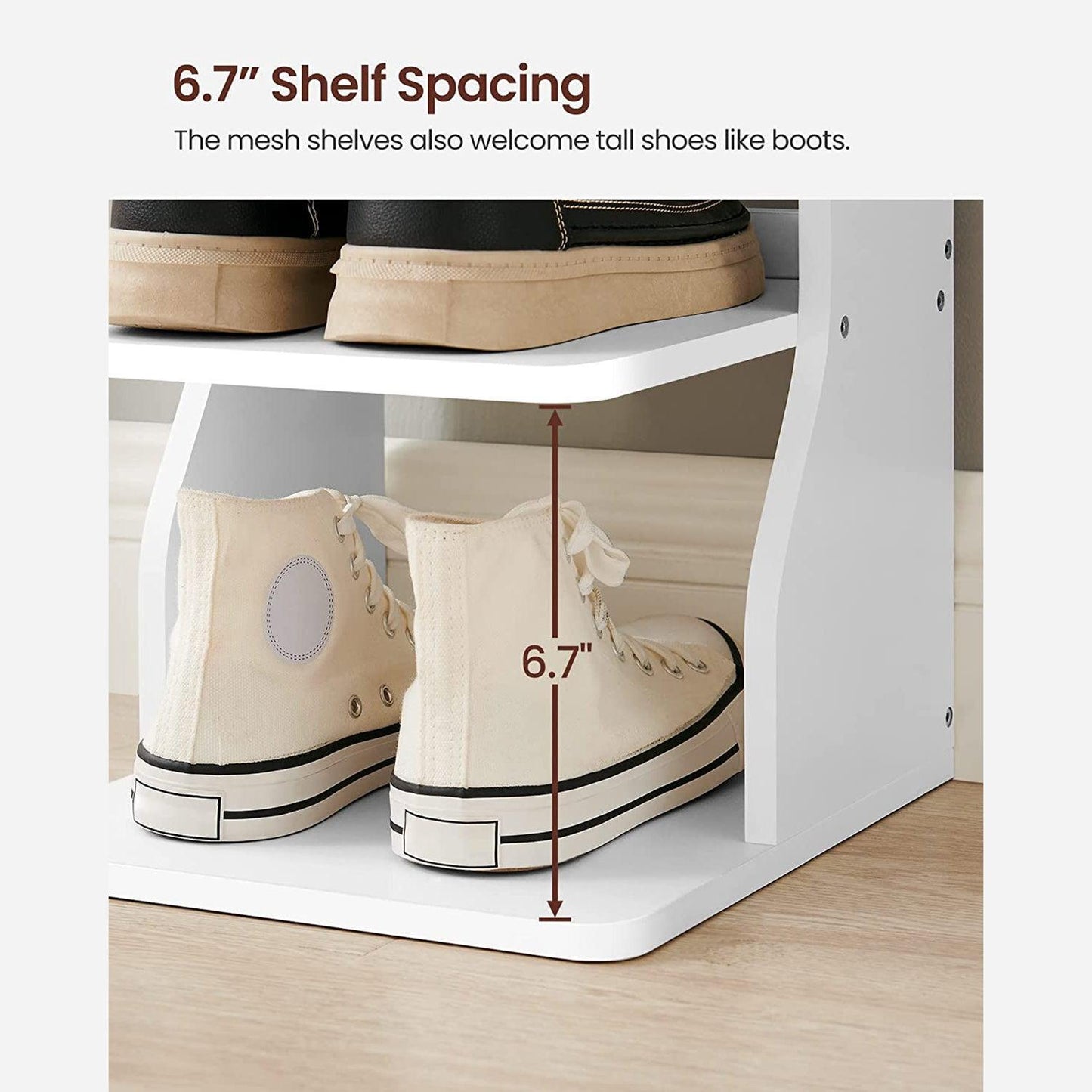 White 6-Tier Slim Shoe Storage Rack FredCo