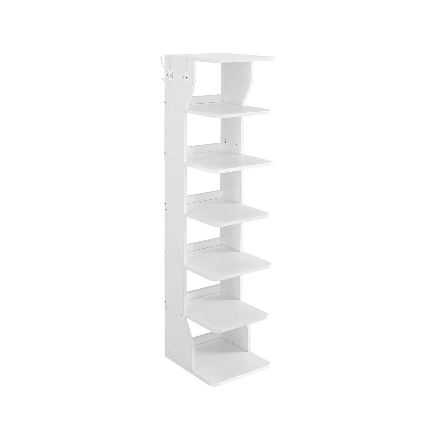 White 6-Tier Slim Shoe Storage Rack FredCo