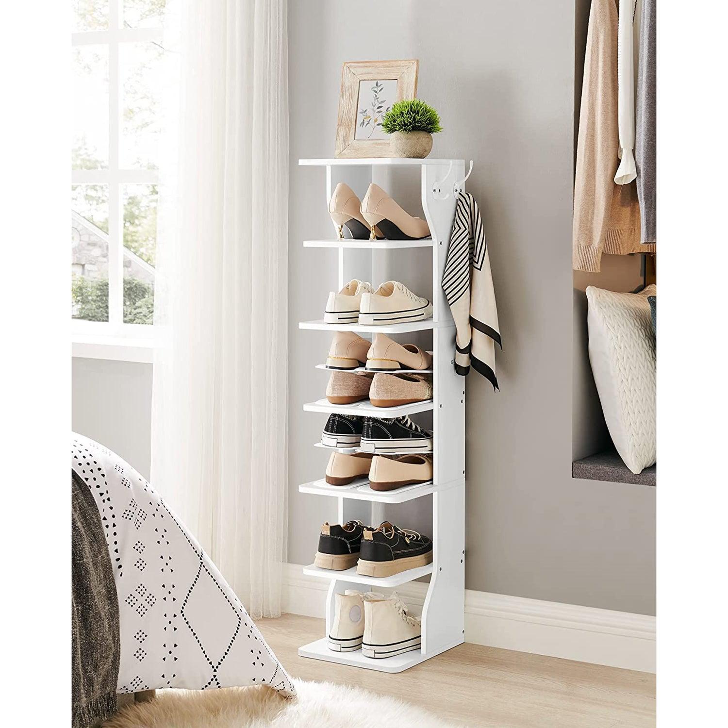 White 6-Tier Slim Shoe Storage Rack FredCo