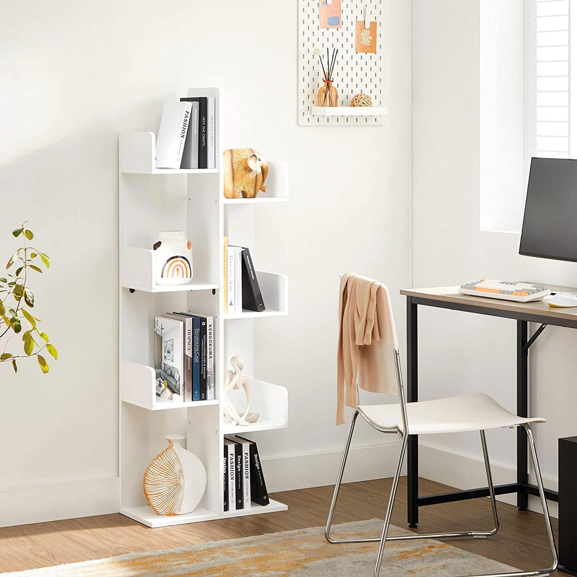 White 8 Shelves Tree-Shaped Bookshelf FredCo