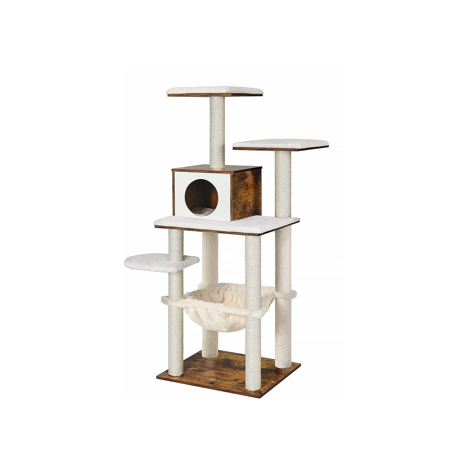 White & Brown Large 21" Cat Tree with Hammock FredCo