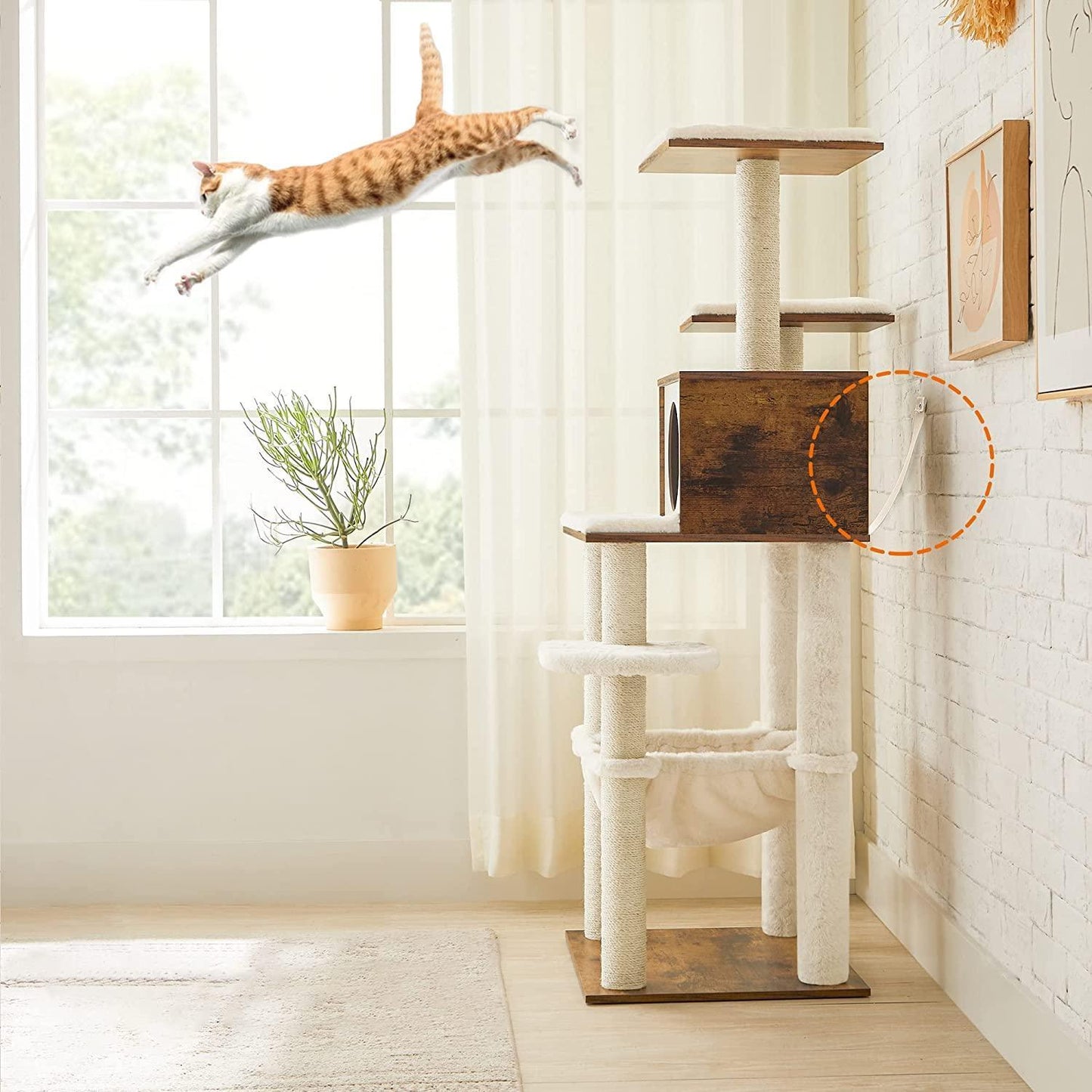 White & Brown Large 21" Cat Tree with Hammock FredCo