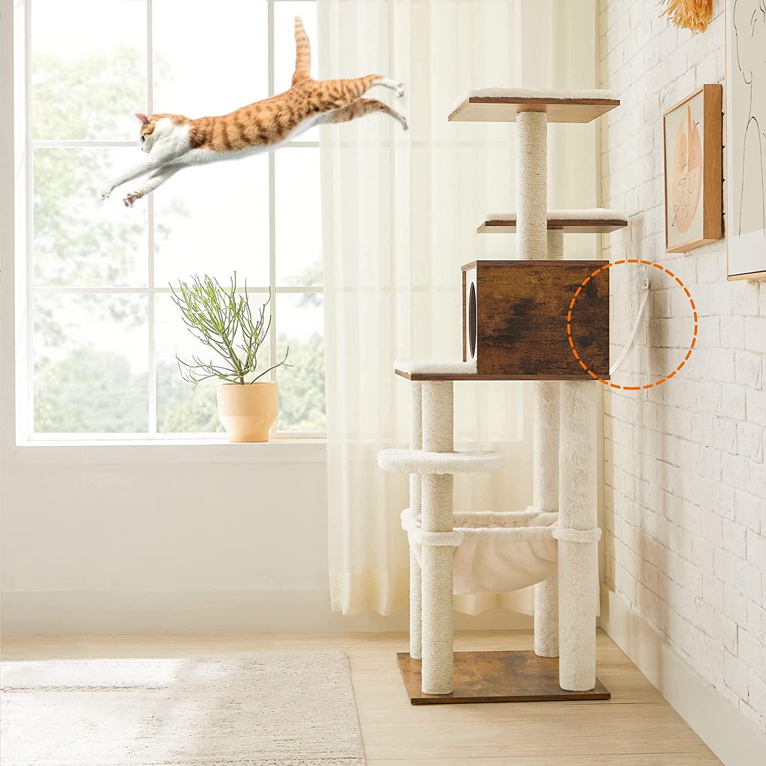 White & Brown Large 21" Cat Tree with Hammock FredCo