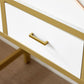 White & Gold Makeup Vanity Set with Oval Mirror FredCo
