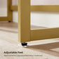 White & Gold Small Makeup Table with Lights FredCo