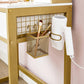 White & Gold Small Makeup Table with Lights FredCo