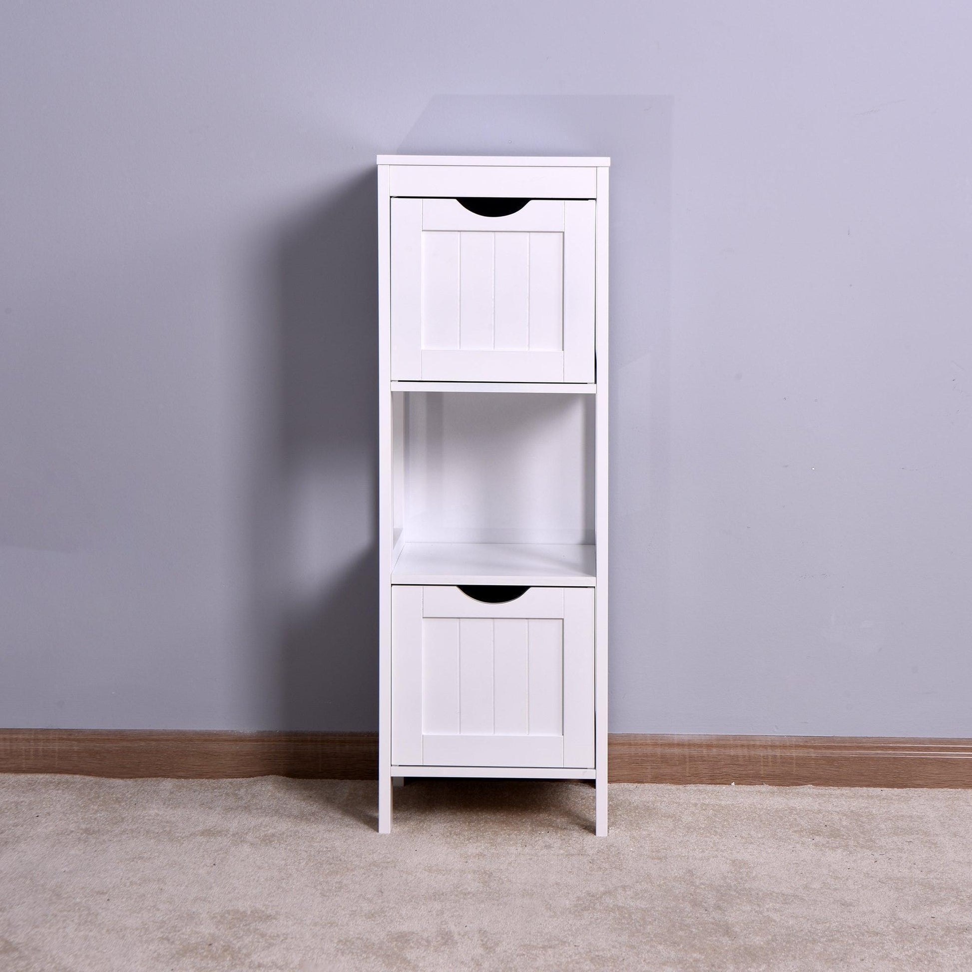 White Cabinet Bathroom Storage Organizer Rack Stand, 2 Drawers FredCo