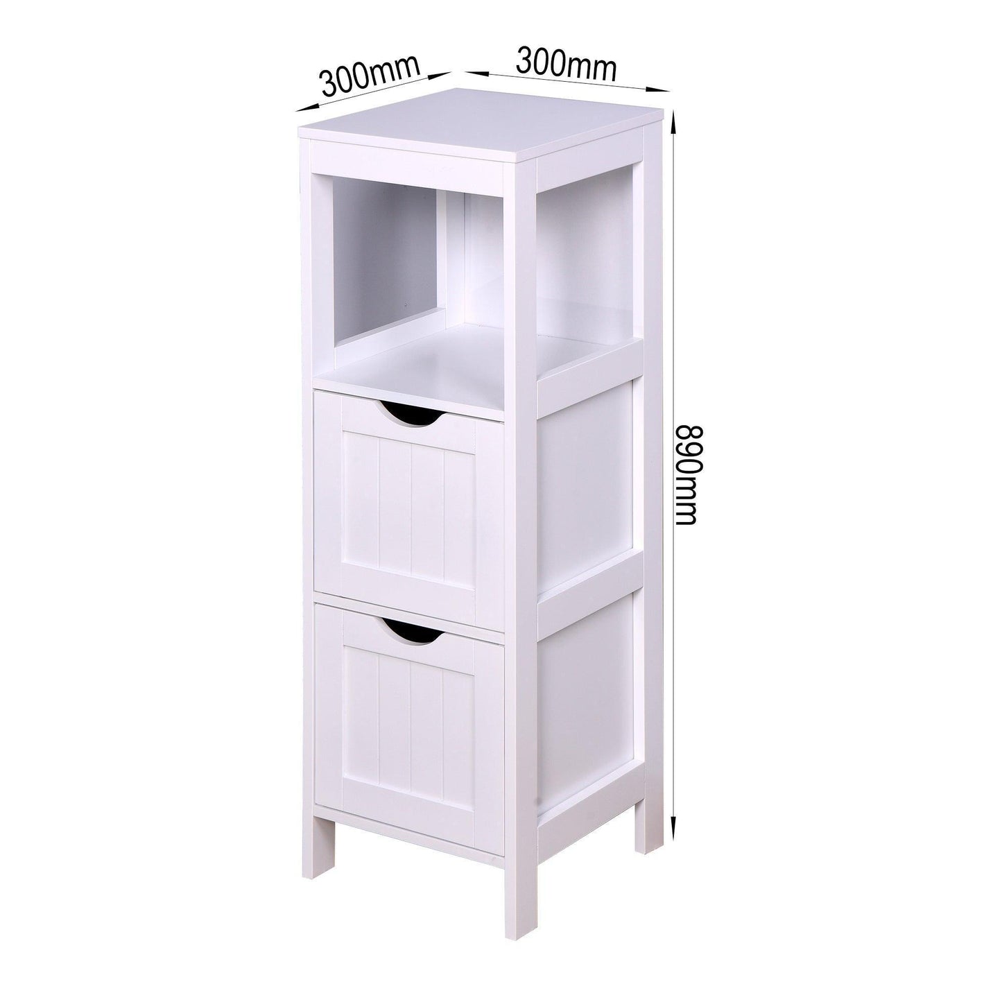 White Cabinet Bathroom Storage Organizer Rack Stand, 2 Drawers FredCo