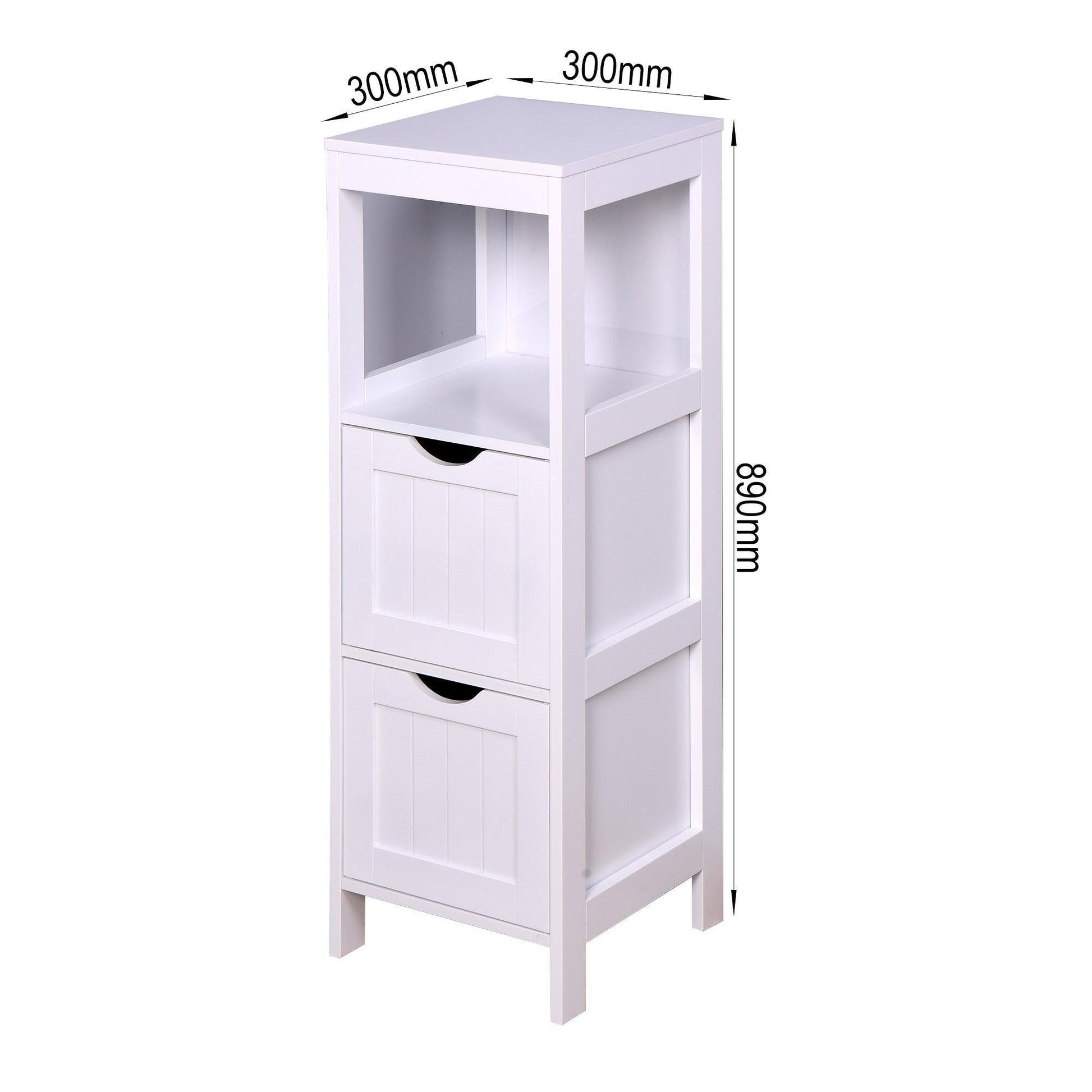 White Cabinet Bathroom Storage Organizer Rack Stand, 2 Drawers FredCo