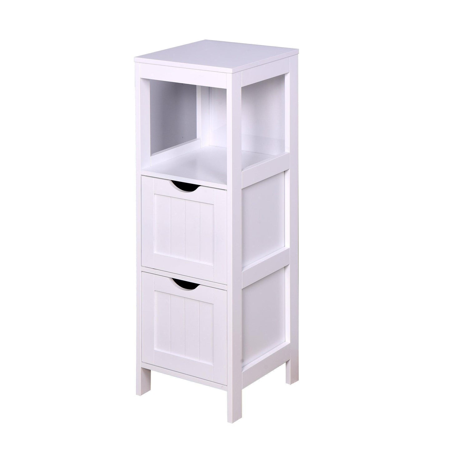 White Cabinet Bathroom Storage Organizer Rack Stand, 2 Drawers FredCo