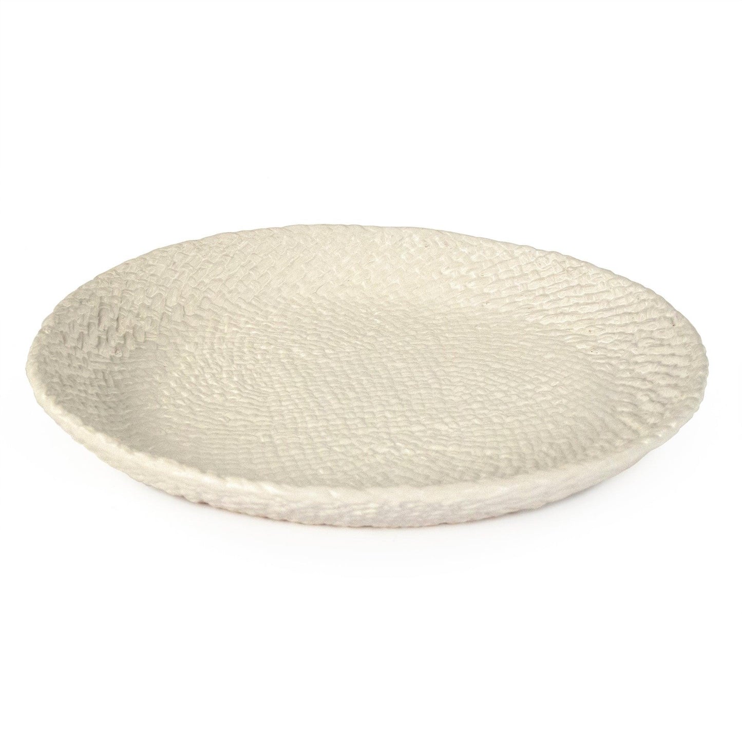 White Cross Weave Platter Medium CB3492-34-R11 FredCo