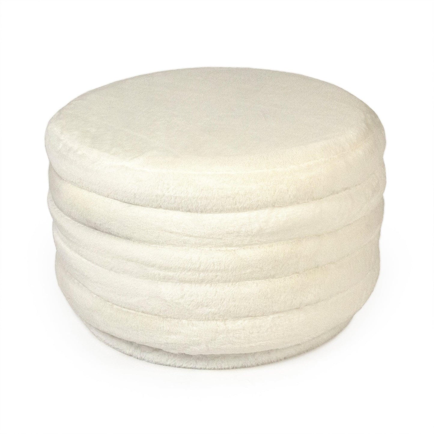 White Faux Fur Ottoman GH005-RW FredCo