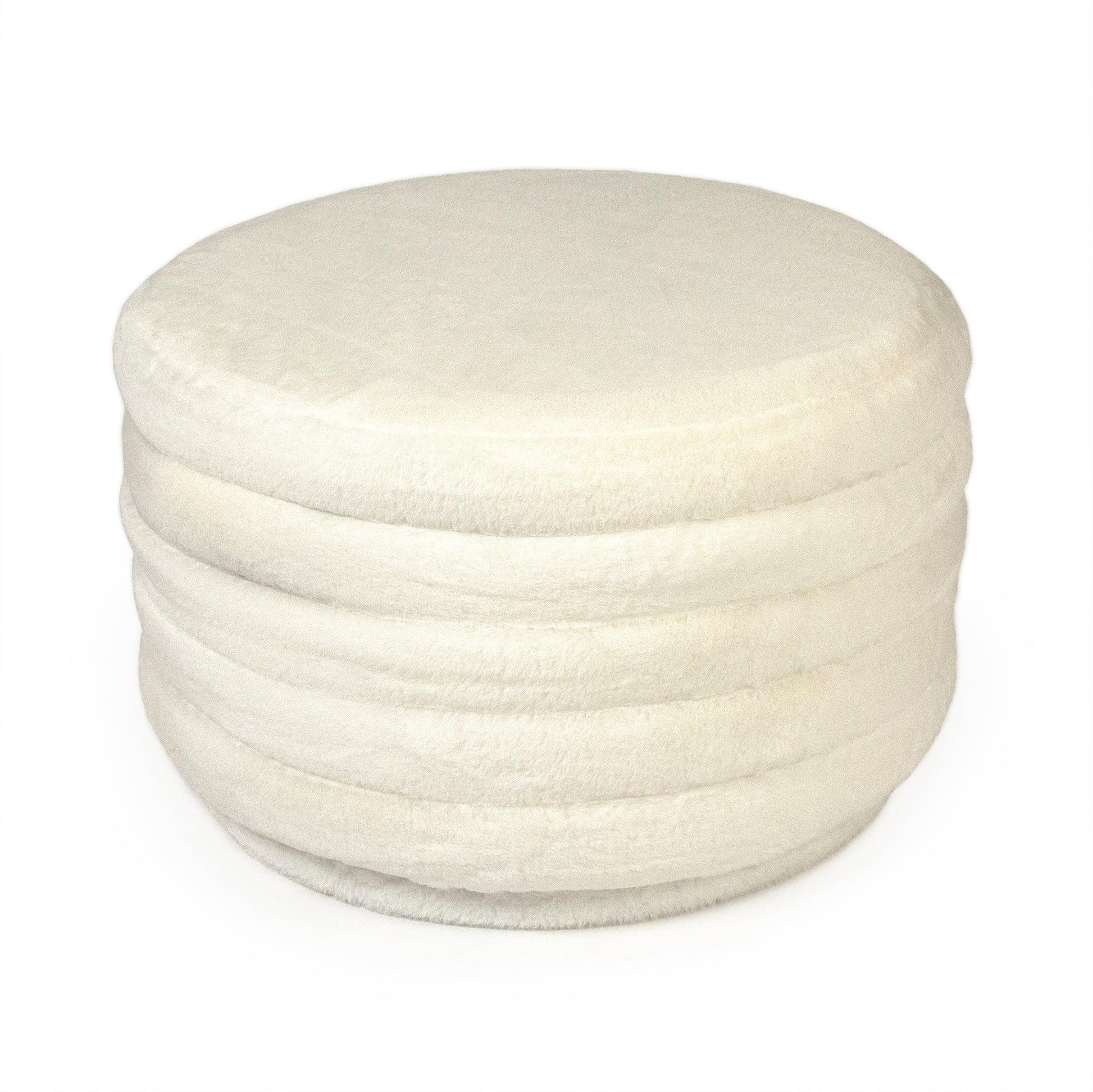 White Faux Fur Ottoman GH005-RW FredCo