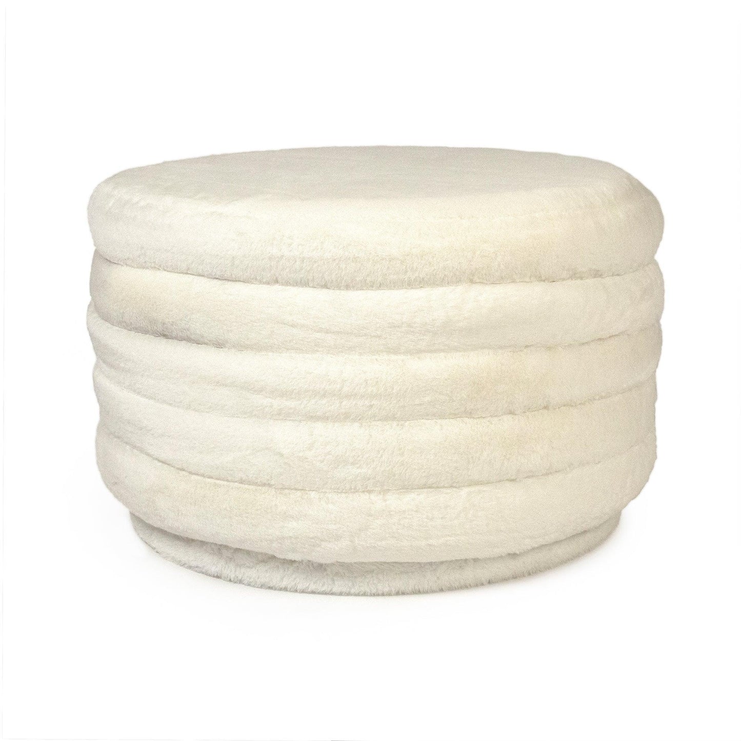 White Faux Fur Ottoman GH005-RW FredCo