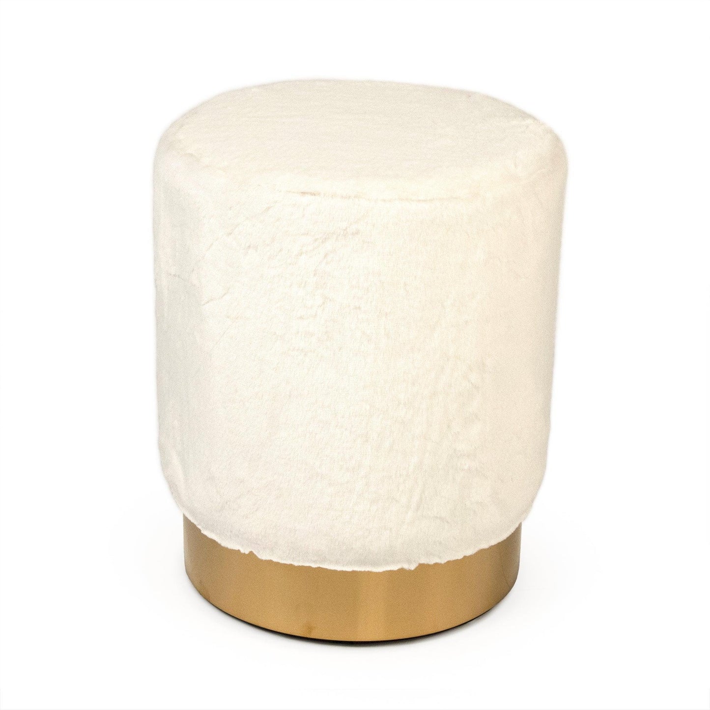 White Faux Fur Stool GH001-RW FredCo