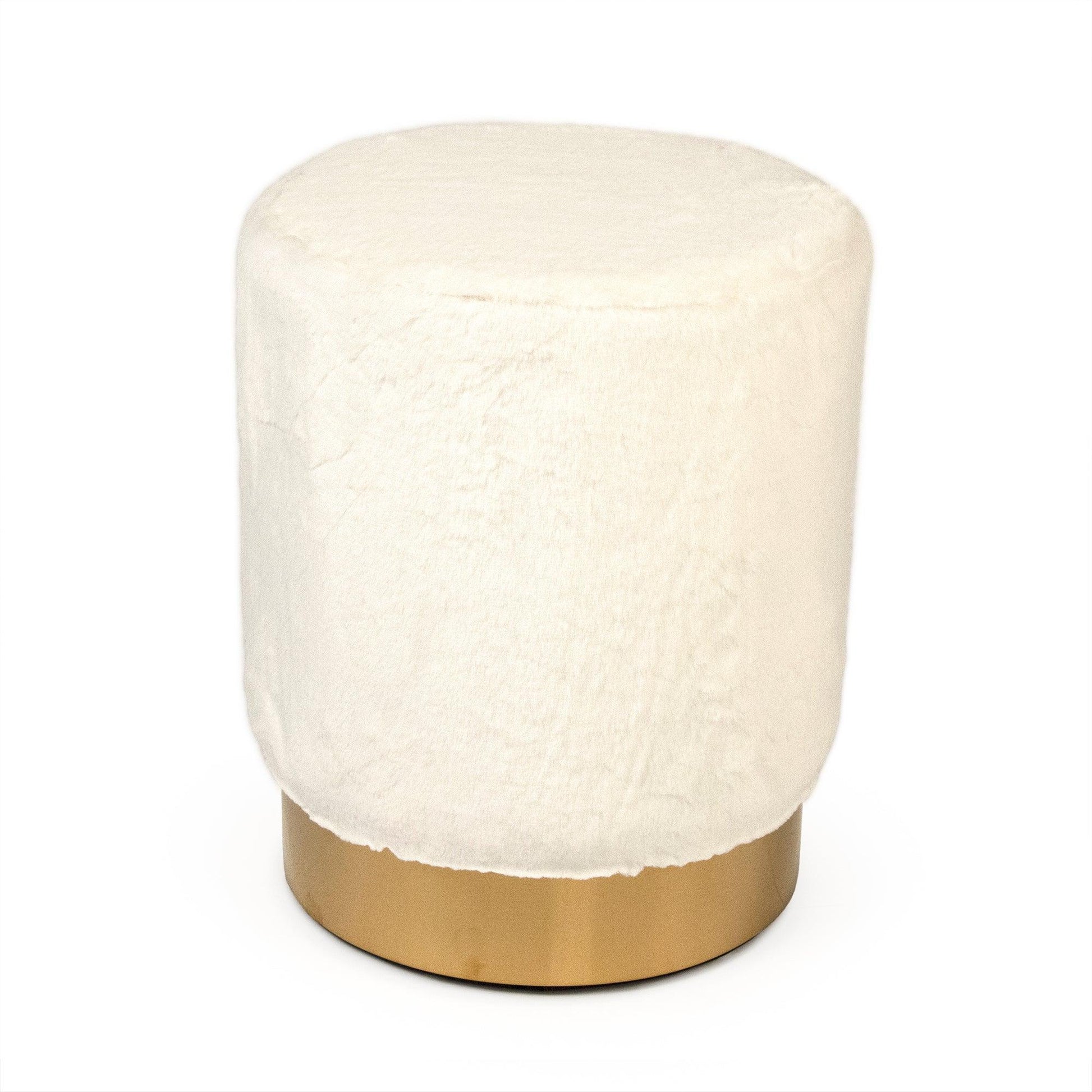 White Faux Fur Stool GH001-RW FredCo