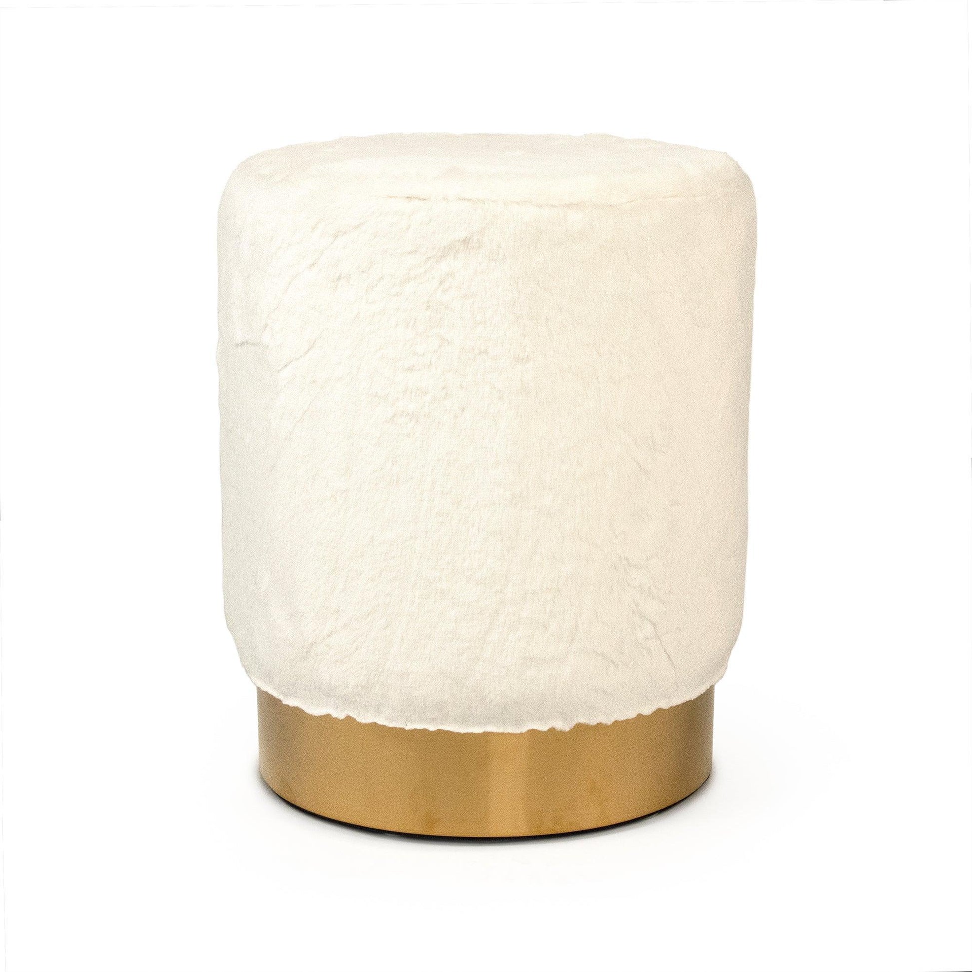 White Faux Fur Stool GH001-RW FredCo