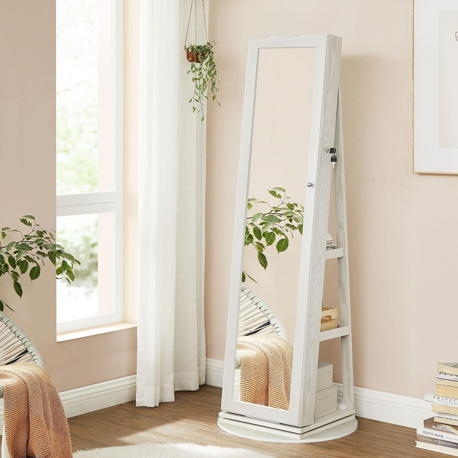 White Free-Standing Swivel Jewelry Armoire FredCo