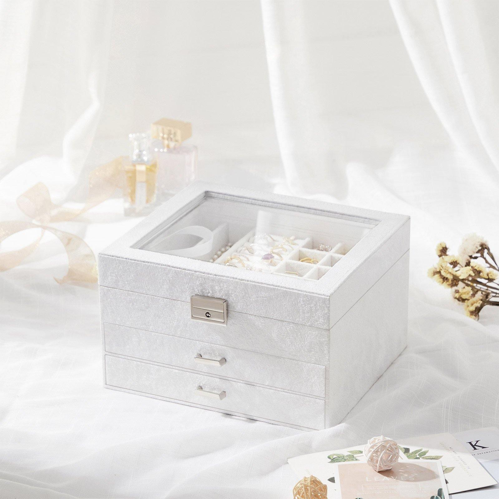 White Jewelry Box with Velvet Cover FredCo