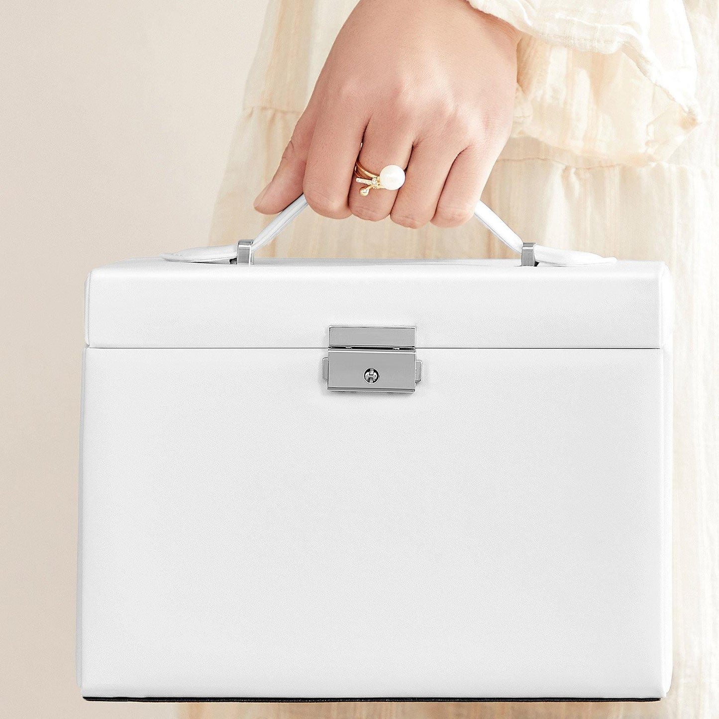 White Jewelry Organizer Box with Lock FredCo