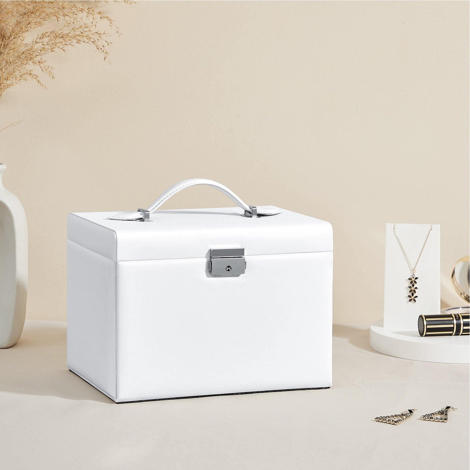 White Jewelry Organizer Box with Lock FredCo
