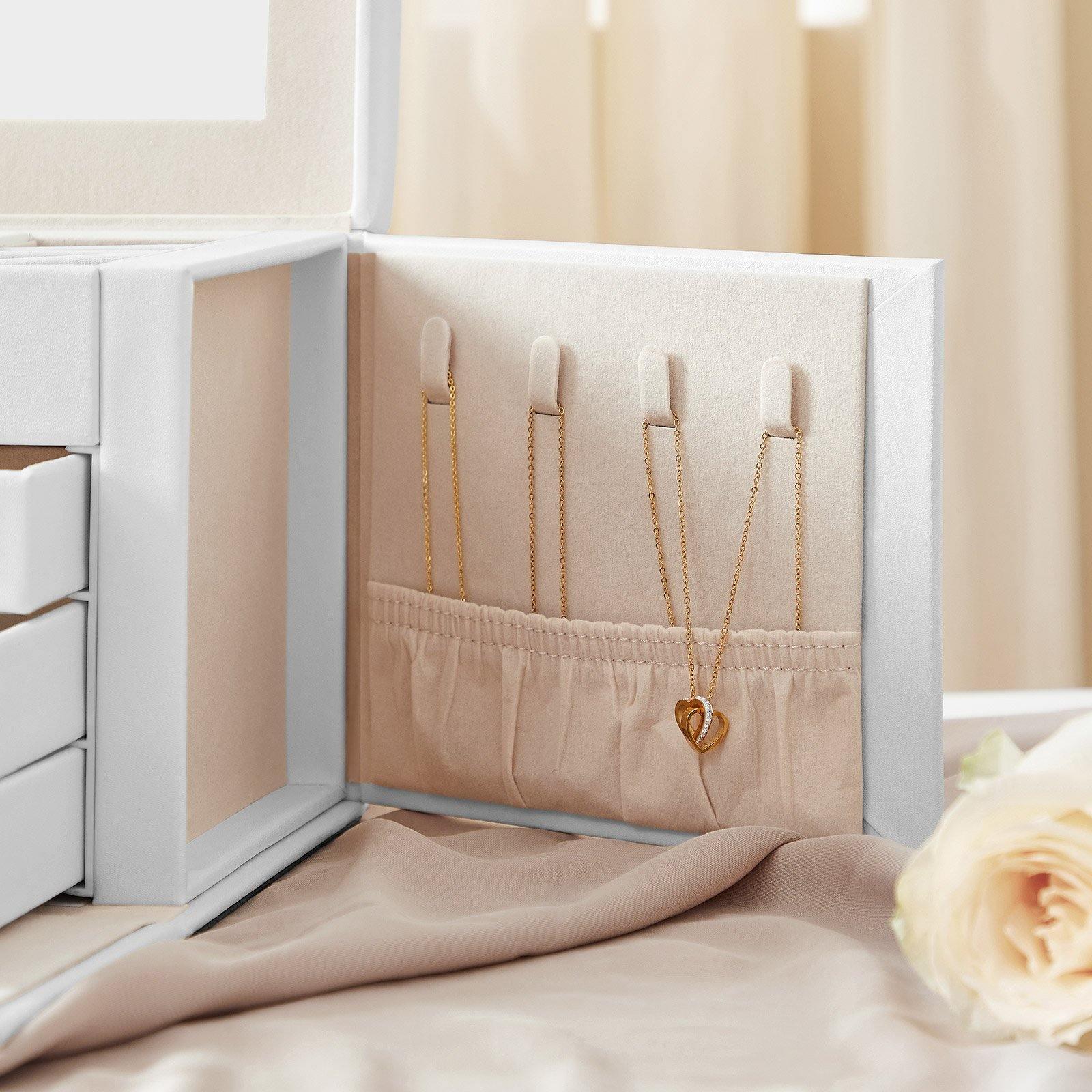 White Jewelry Organizer Box with Lock FredCo