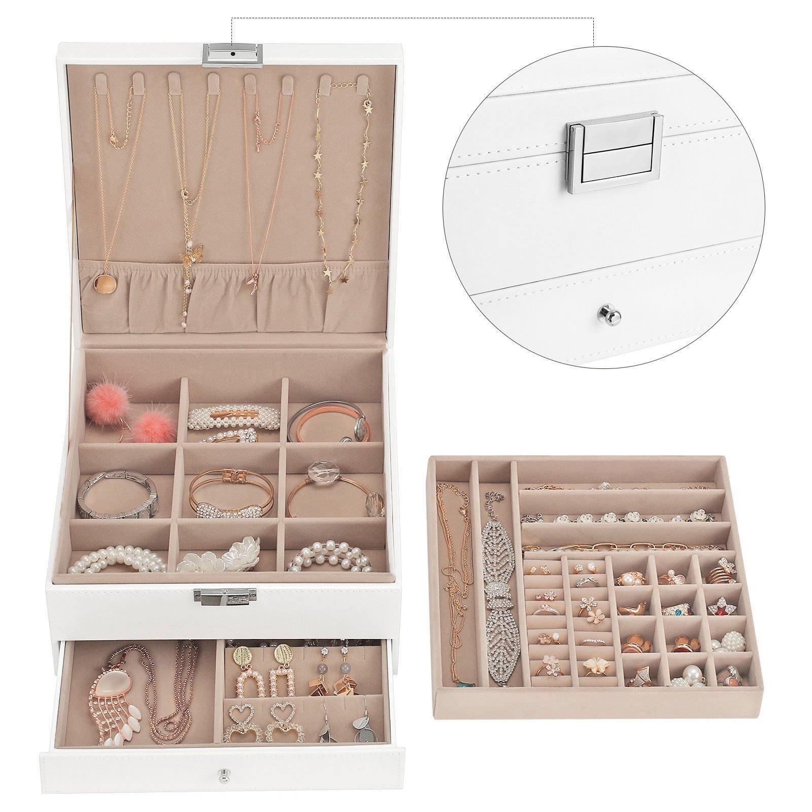 White Jewelry Organizer with Removable Tray FredCo