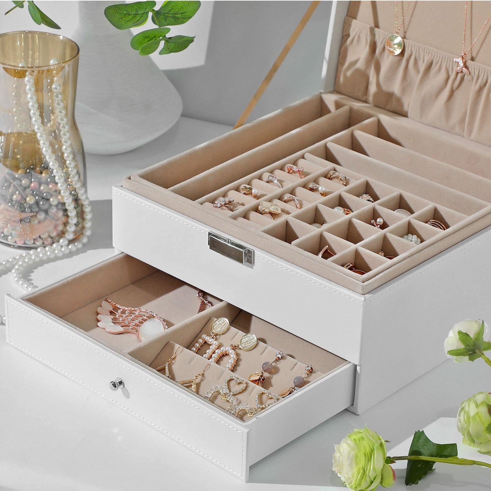 White Jewelry Organizer with Removable Tray FredCo