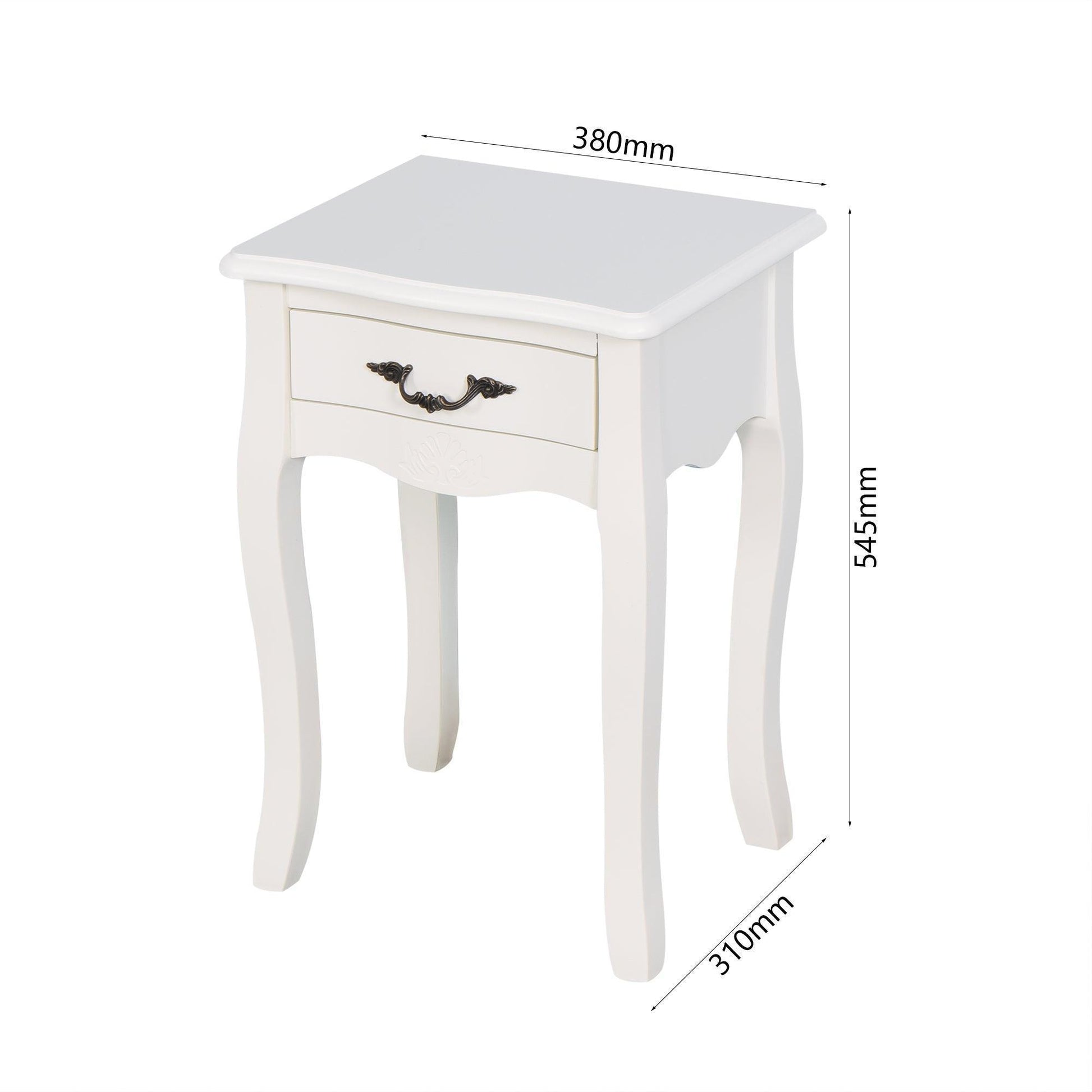 White Living Room Floor-standing Storage Table with a Drawer, 4 Curved Legs FredCo