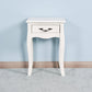 White Living Room Floor-standing Storage Table with a Drawer, 4 Curved Legs FredCo