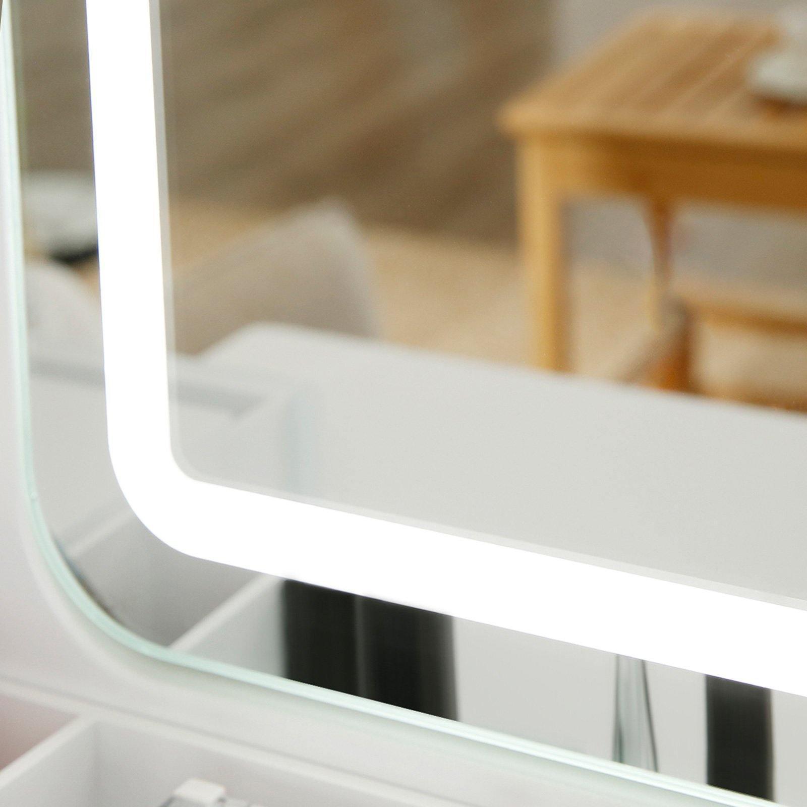 White Makeup Table with Mirror & Lights FredCo