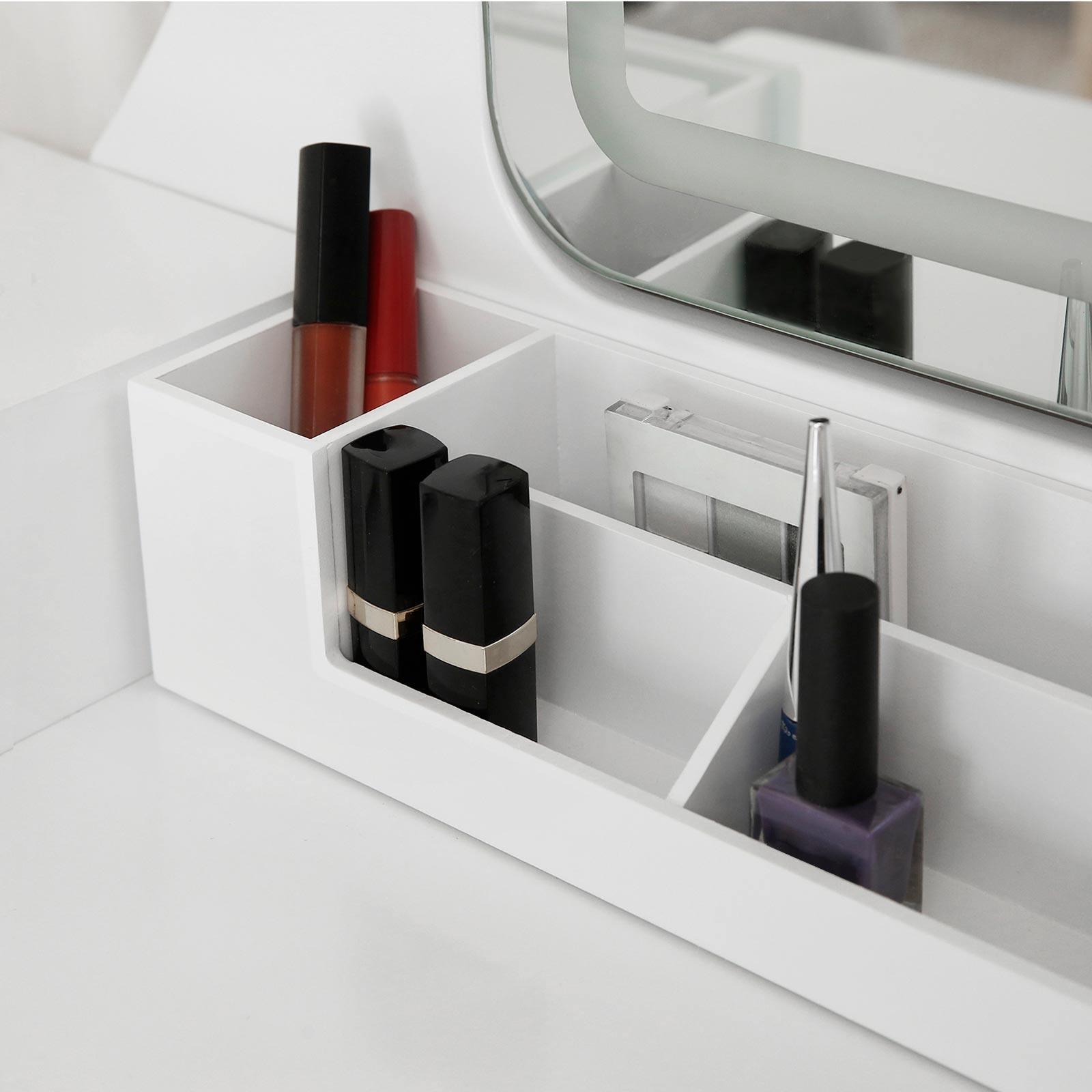 White Makeup Table with Mirror & Lights FredCo