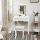White Makeup Table with Mirror & Lights FredCo
