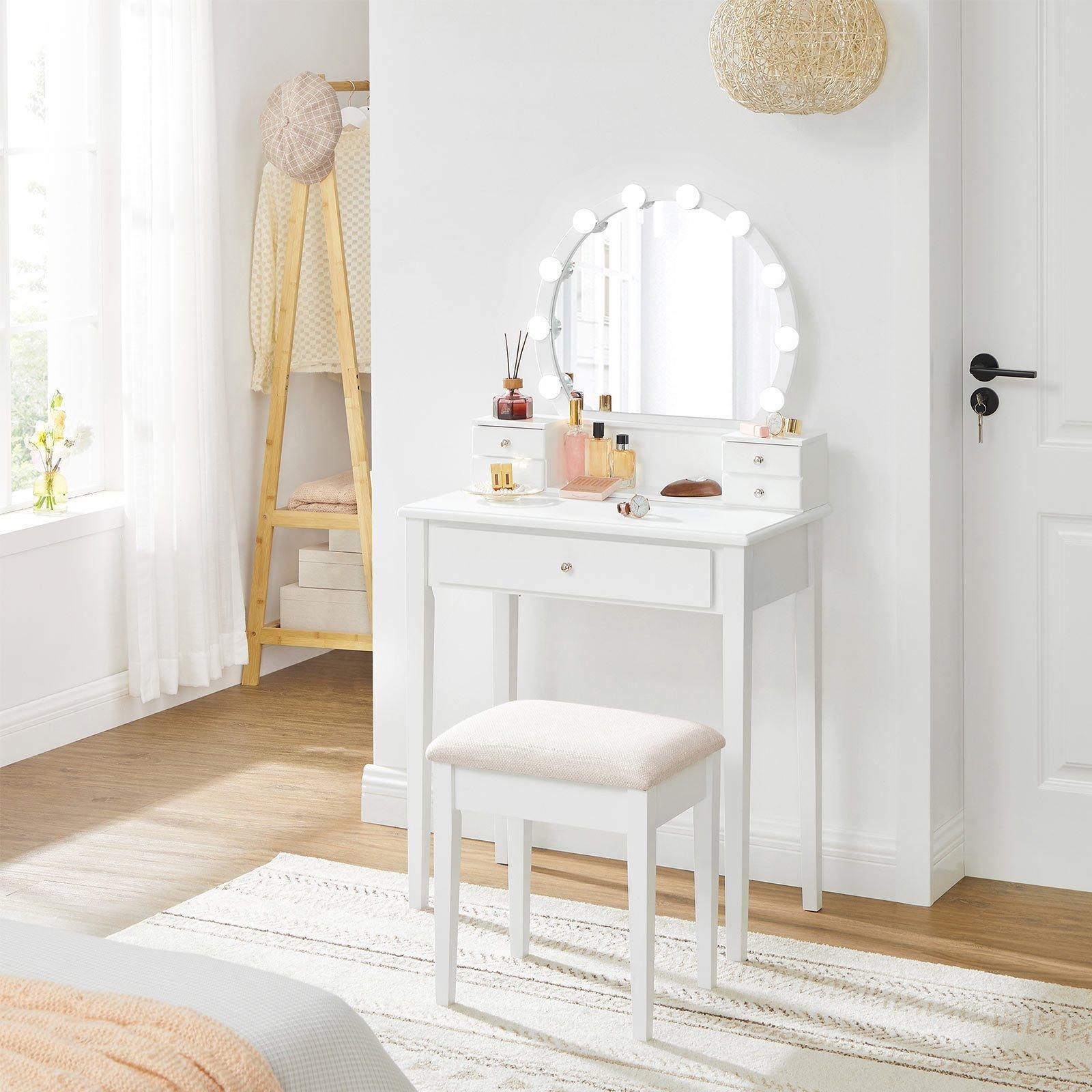 White Makeup Vanity Set Dressing Table FredCo
